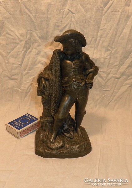 Fisherman pewter statue