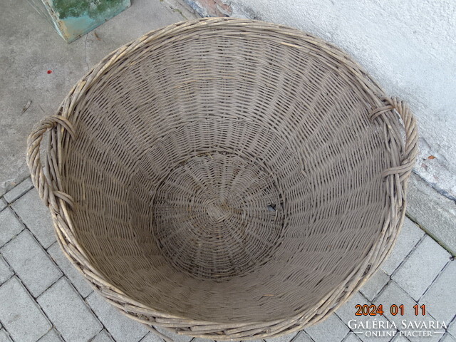 Huge large old wicker cane basket with ears 78 cm !!!