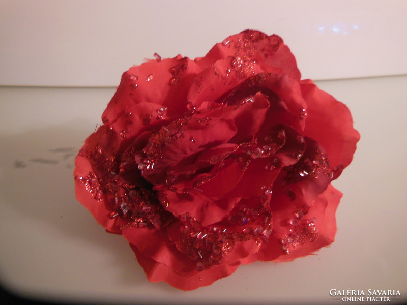 Christmas tree decoration - new - rose - 13 x 7 cm - dark red - pearl - German - perfect