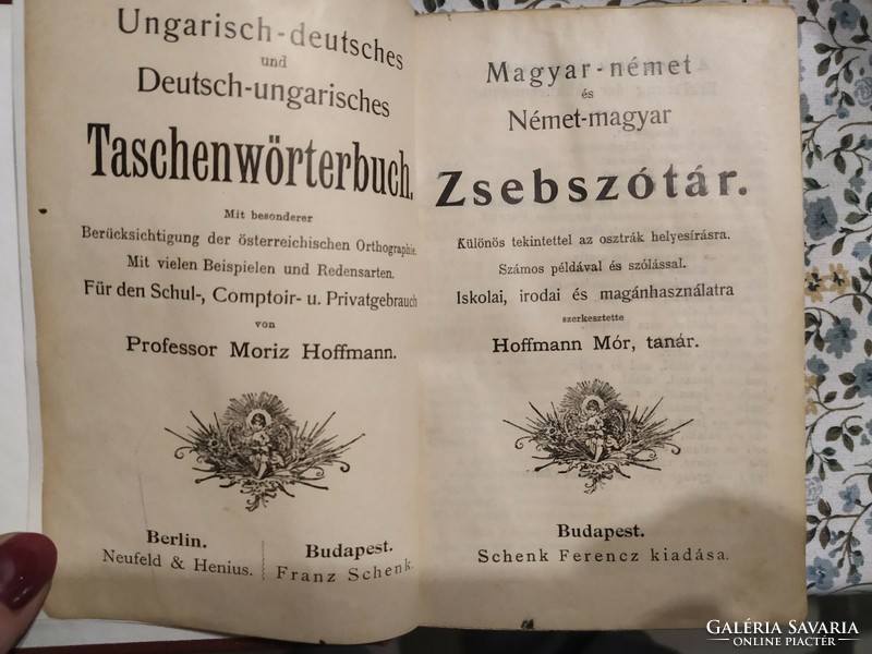 Antik magyar-német, német-magyar zsebszótár 1899, hibátlan