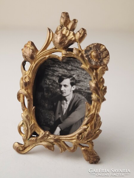 Art Nouveau miniature copper prop photo frame, photo holder