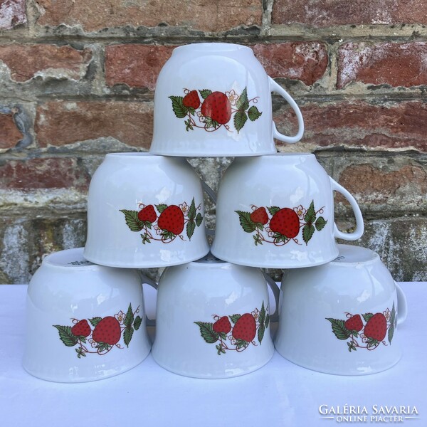 6 db Lubiana epres - szamócás - földiepres porcelán bögre - pohár - csésze