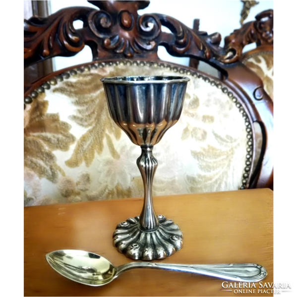 800-As silver baptismal set, cup and spoon, antique 100-year-old Austrian