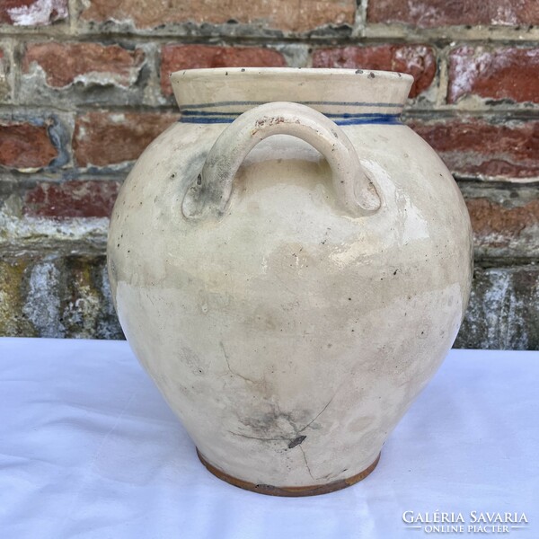 Folk glazed ceramic silke - earthenware pot - jug - bucket