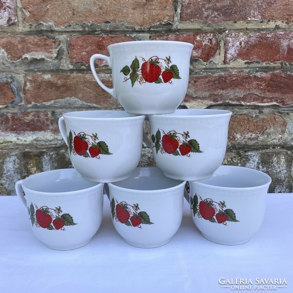 6 db Lubiana epres - szamócás - földiepres porcelán bögre - pohár - csésze