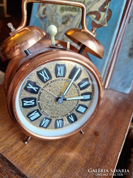 Old retro double bell mom rattle clock (alarm clock ...) Very nice, working collector's item!!!