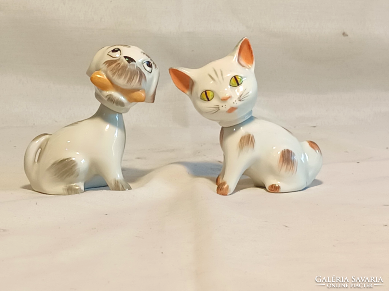 Aquincum bólógatós kutya és macska figura párban