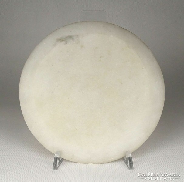 1Q980 Gazdag ásvány intarziával díszített szelenit tányér 18 cm