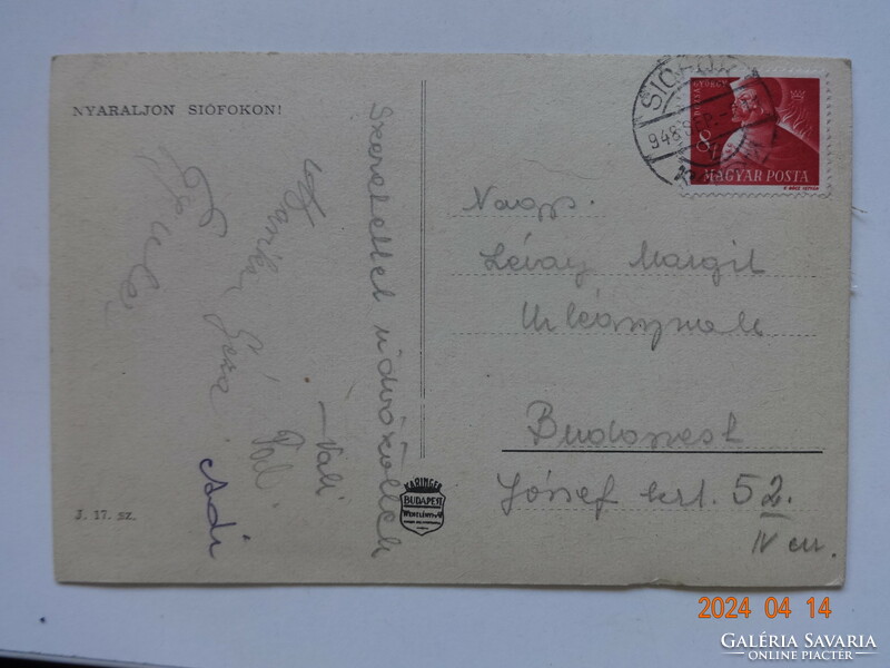 Régi képeslap: Siófok, Kikötőrészlet (1948)