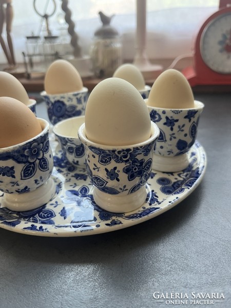 Antique Dutch société céramique maestricht, Beatrix faience boiled egg serving set