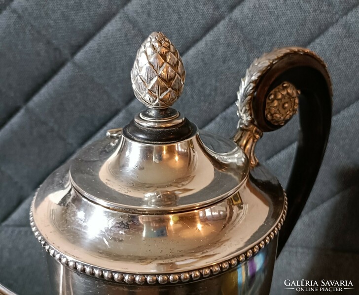 From HUF 1! Antique silver spout, with ebony handle, mark in several places! 26cm high, 752g. Gilded interior!