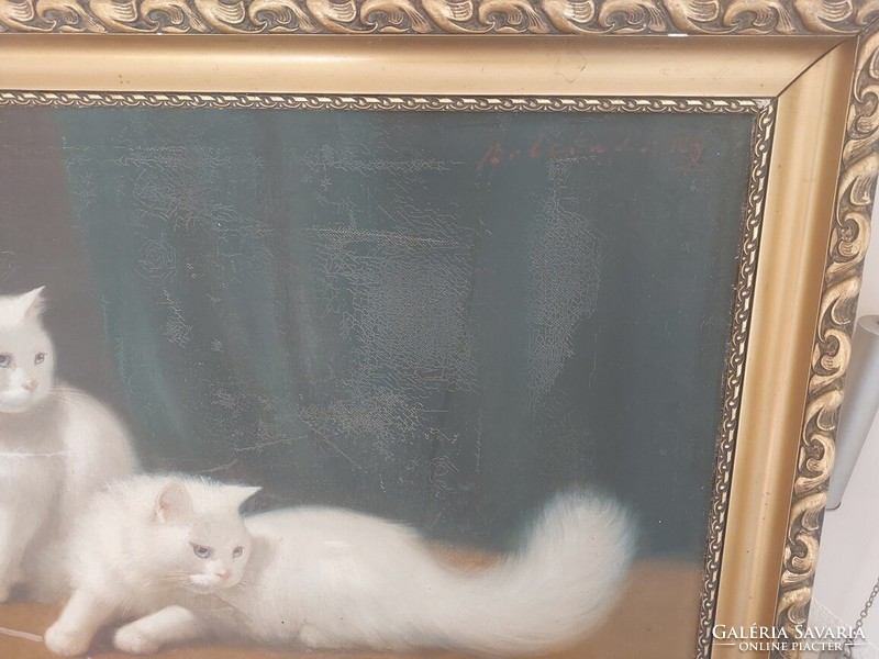 (K) Benő Boleradszky's cat painting with a 91x71 cm frame