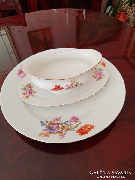 Marked Czech porcelain serving bowl and marked sauce cup
