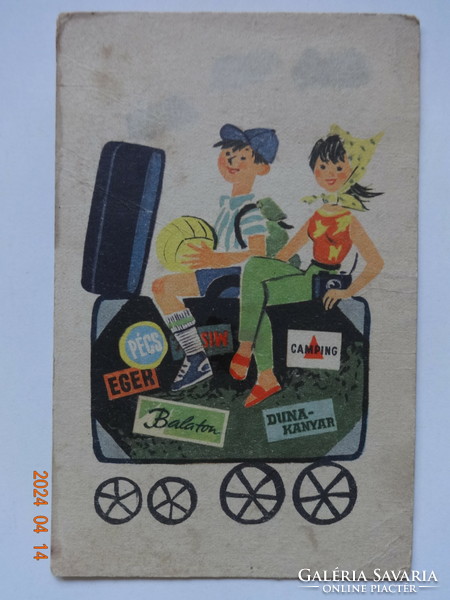 Old, retro graphic propaganda postcard: 