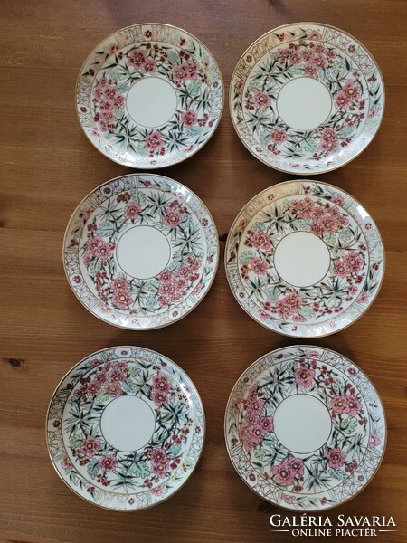 Zsolnay bamboo hand-painted 6 saucers.