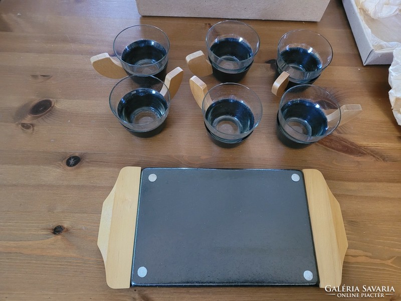 Vintage old tea coffee set with tray in original packaging.