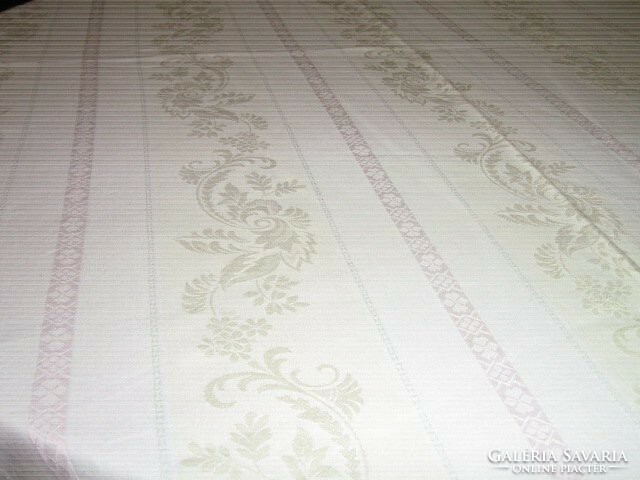 Antique yellow pink floral damask tablecloth