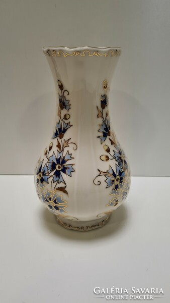Zsolnay cornflower pattern vase with ruffled edges #1949