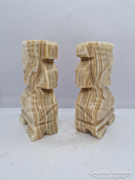 Onyx-marble mineral carved bookends