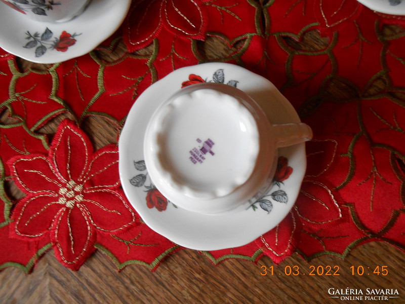 Zsolnay rose patterned coffee cups