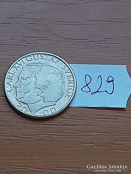 Sweden 1 kroner 2000 b, xvi. King Gustav Károly, copper-nickel 829