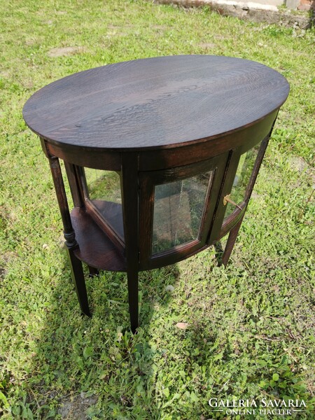 Antique Art Nouveau, 6-legged, round glass party table / salon table