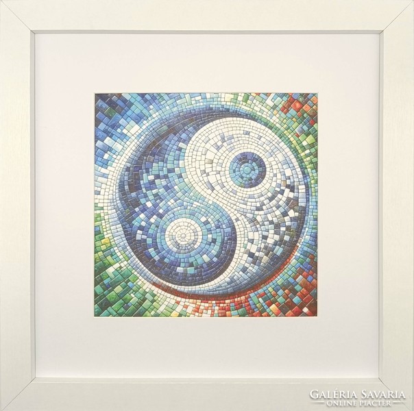 Mosaic of life: yin and yang - silk wall picture
