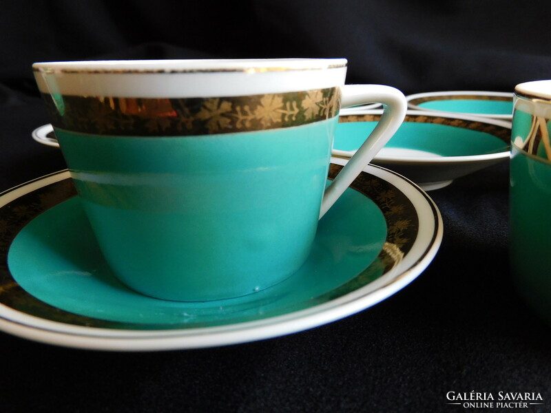 Hollóházi retro turquoise coffee (mocha) set - 6 persons