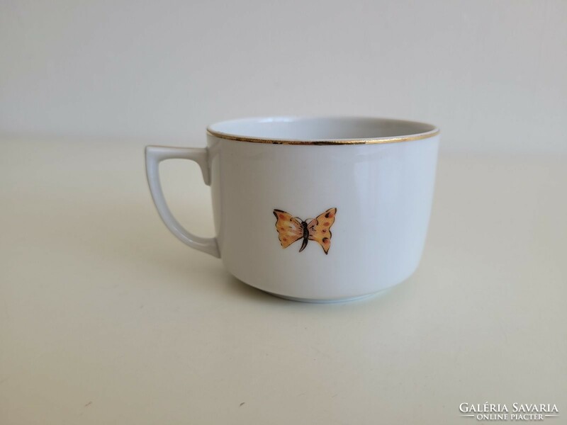 Old Zsolnay porcelain cup with a fairy tale pattern, mug with a little boy's dog pattern