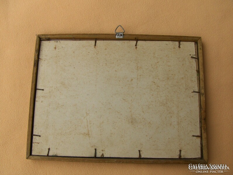 Antique glazed wooden picture frame with print 19.5*26 cm (n)