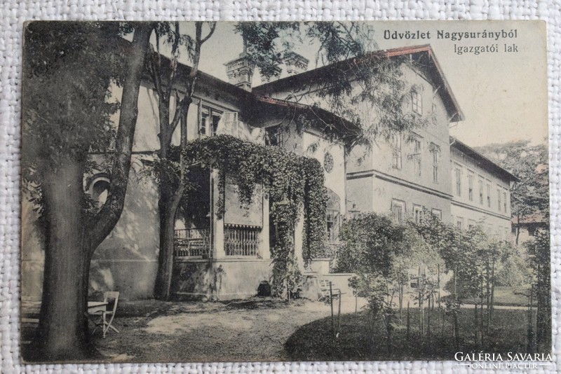 Greetings from Nagysurány, director's residence 1910, antique postcard