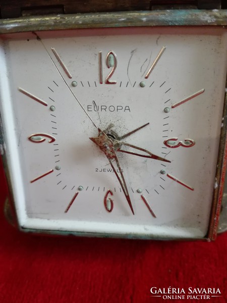 Antique European travel clock, works, chimes