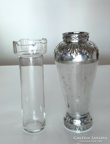 Art Nouveau, silver-plated moritz hacker vase, with original glass insert