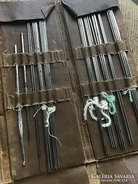 Antik Carlsbad fém horgoló tű és kötőtű készlet különböző méretben