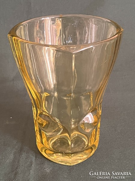 Retro Vladislav Urban sárga üveg váza Sklo Union Rosice üveggyár (U0032)