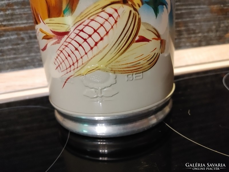 Extremely rare beautiful motif side handle metal frame thermos antique shanghai