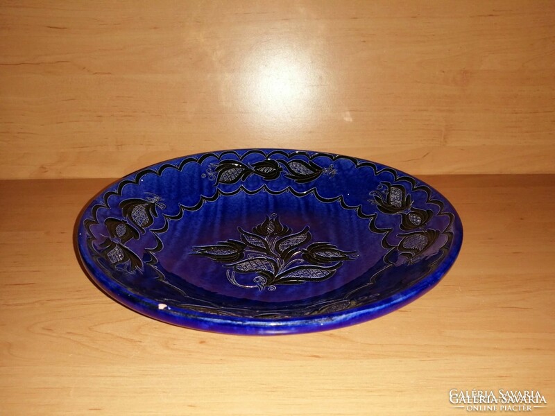 Old blue ceramic wall plate 25 cm