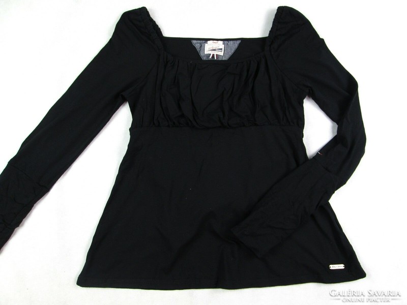 Original tommy hilfiger (s) black long sleeve women's elastic top
