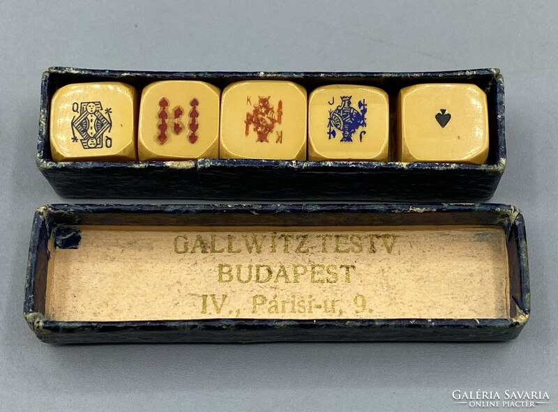 Antique c1900 dice poker Gallwitz brothers Budapest iv. Párisi u. 9.