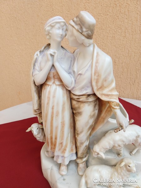 Antik Német szobor pár,életkép,,SAXONY,Altenburg,,cca,1900,,31 cm magas, Hibátlan,,