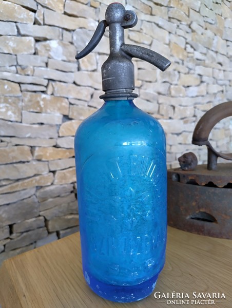 Old blue soda bottle