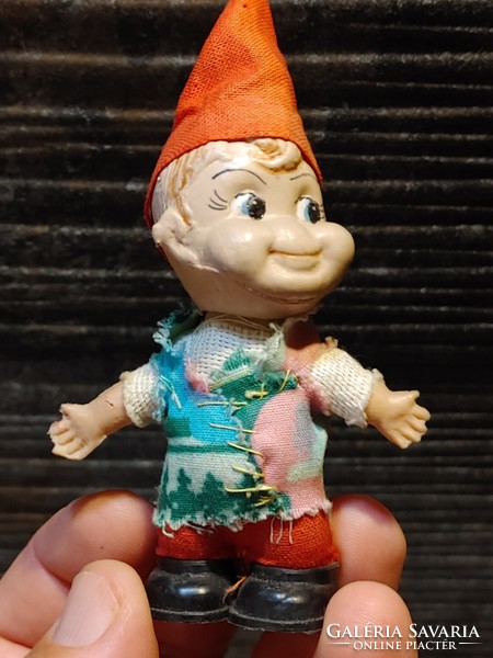12 Cm rare vintage dwarf figure with rubber body and head