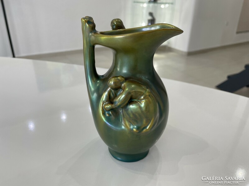 Zsolnay aratós szecessziós váza eozin porcelán figura antik
