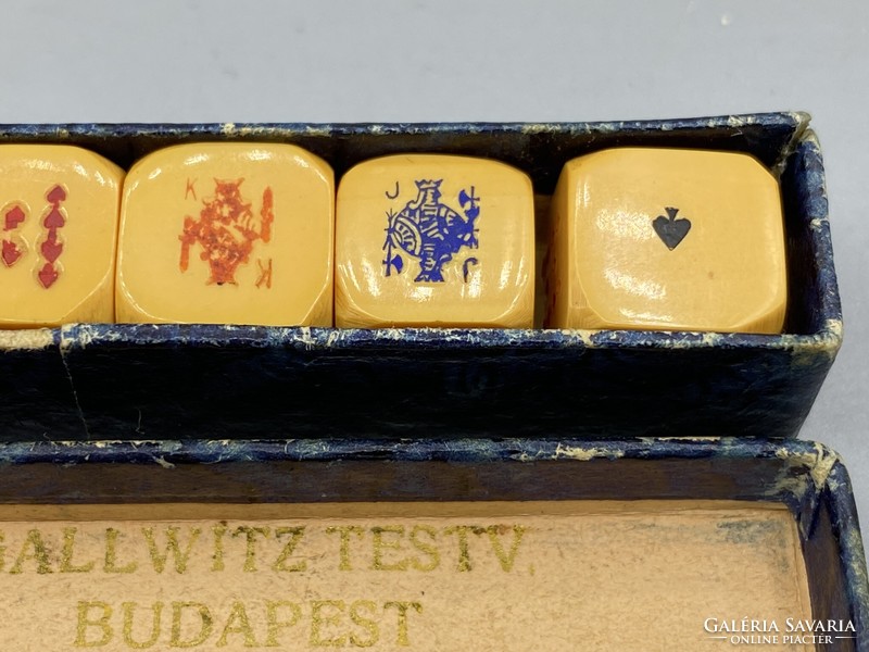 Antik c1900 pici kockapóker Gallwitz Testvérek Budapest IV. Párisi u. 9.