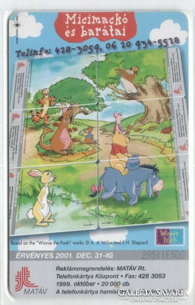 Hungarian phone card 1188 1999 Winnie the Pooh and his friends ods 4 18,000 Pcs