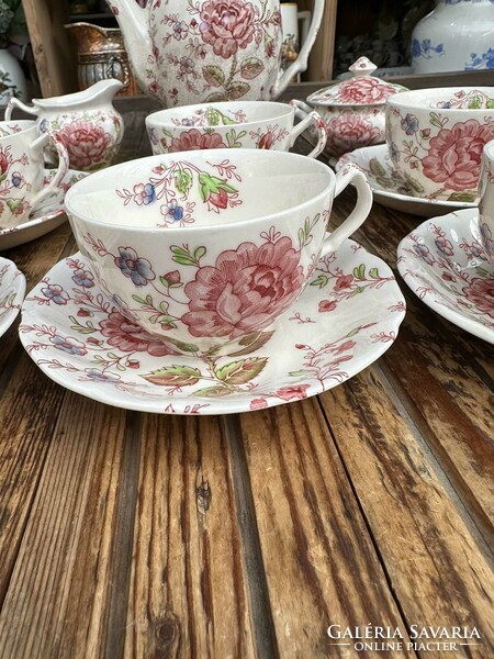 English faience tea set, marked johnson bros-rose chintz