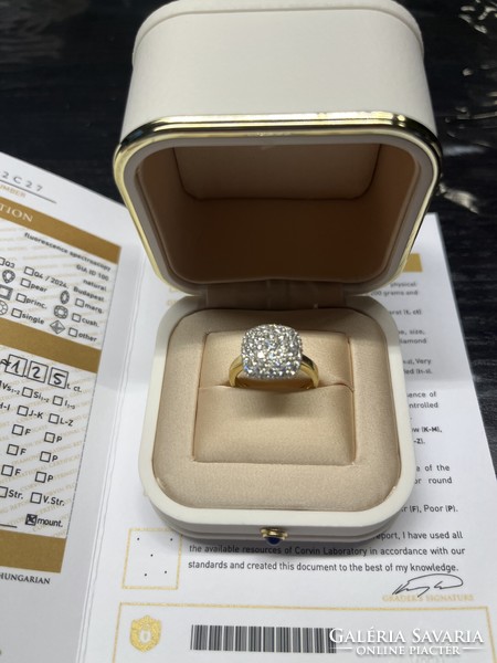 18k arany gyűrű, 1.25ct gyémánttal, Certifikáttal