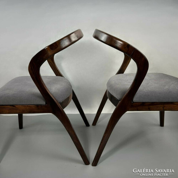 Pair of mid-century solid rosewood dining chairs