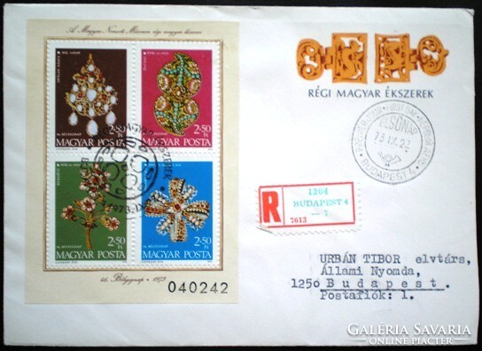 Ff2916a-d / 1973 stamp day - old Hungarian jewelry block ran on fdc