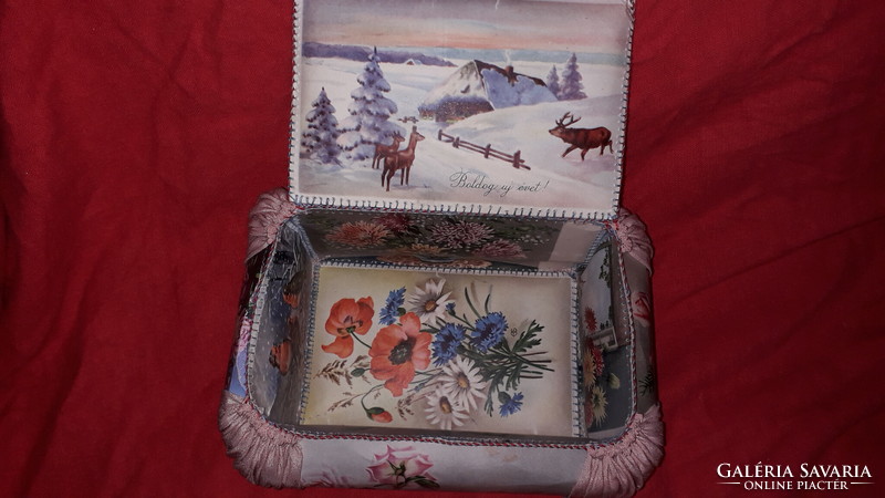 Antique flawless industrial artist postcard and gift box with plastic foil + silk insert 16x12 according to pictures
